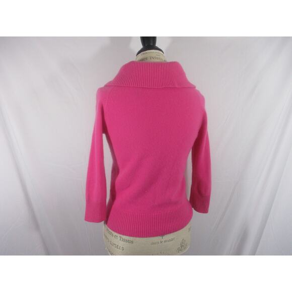 Valerie Stevens 2 Ply Cashmere Hot Pink Mock Neck Sweater Small - Picture 4 of 9